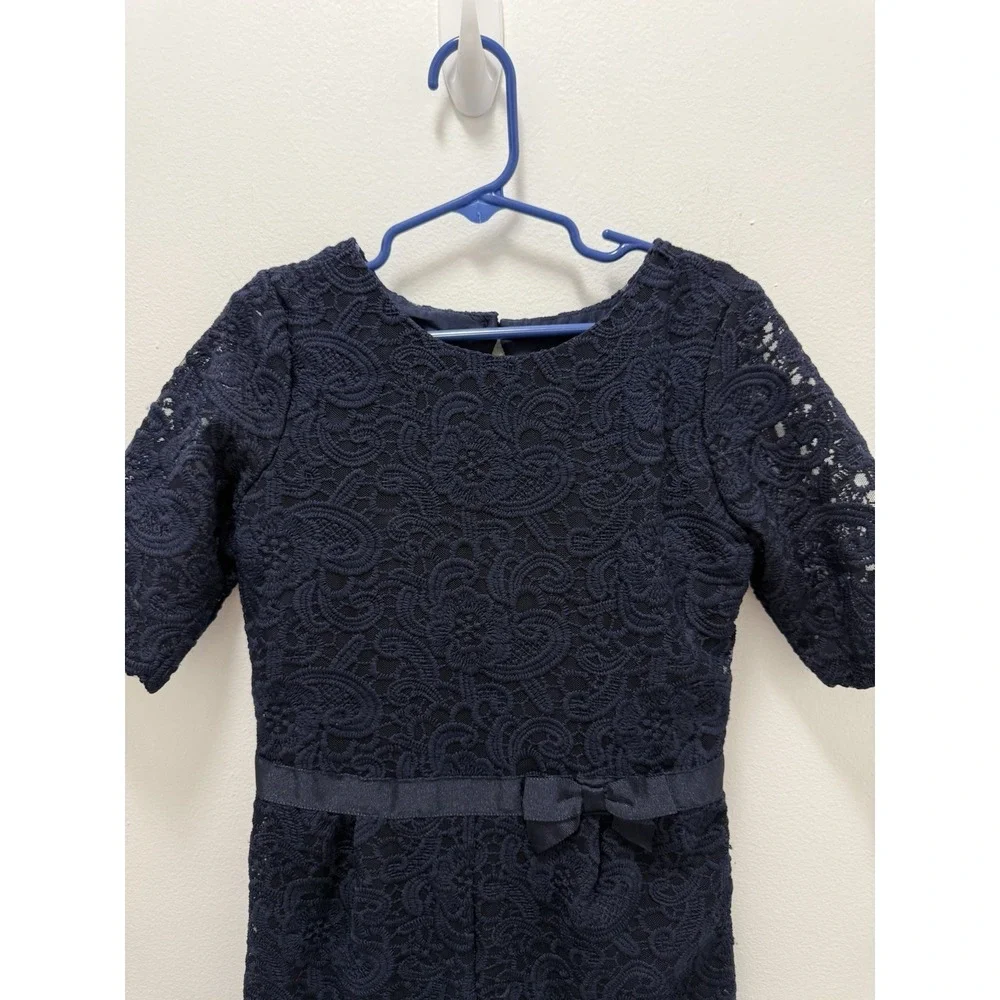 Janie and Jack Girls Navy Blue Lace Cropped Jumpsuit Romper Size 7